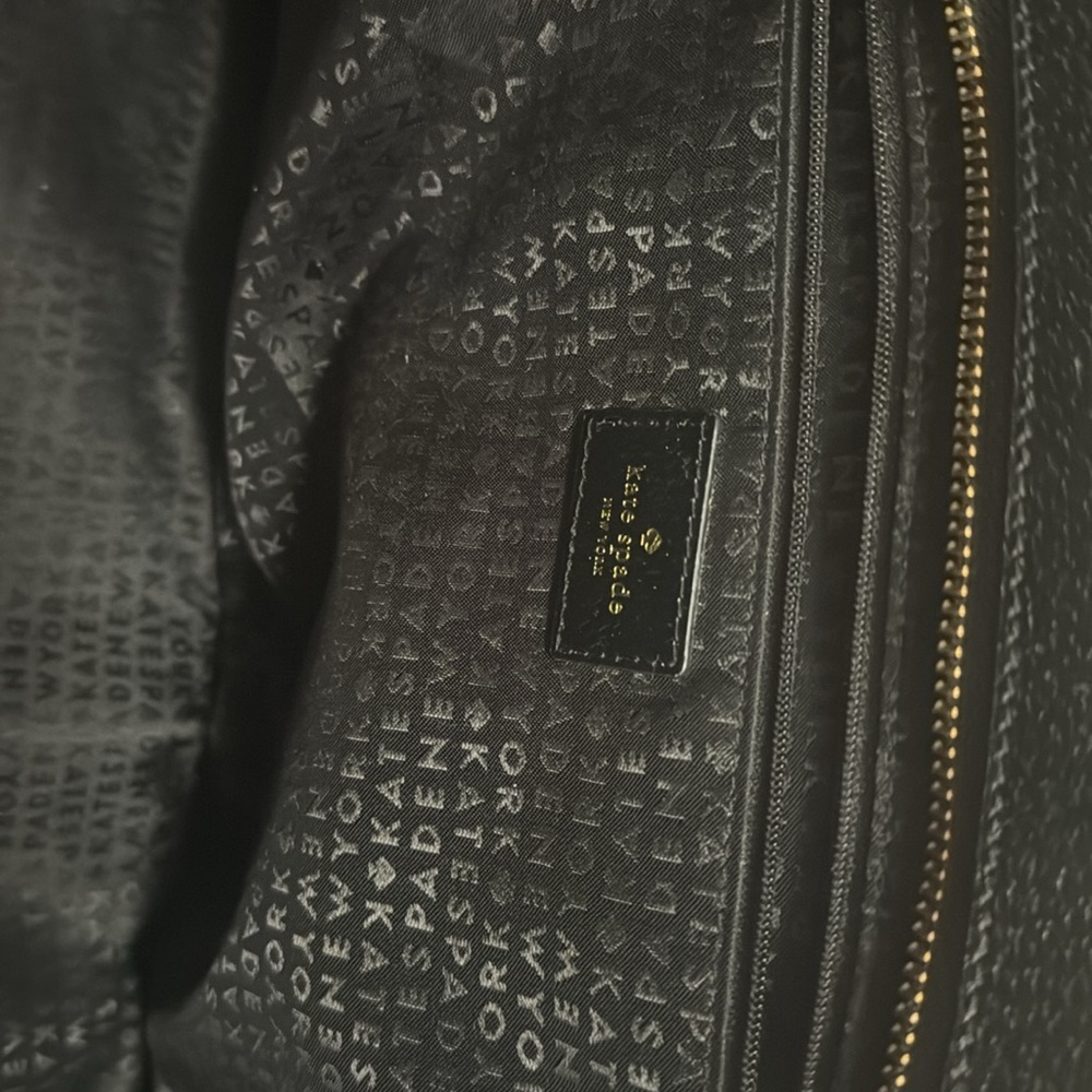 Kate Spade New York Zippered Tote Bag Leather Handbag Purse in Pebbled Black - Picture 3 of 10